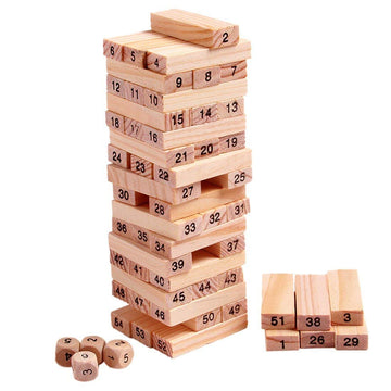 Stazie | Wooden Blocks 54 Pieces| Stacking Game and Tumbling Building Block for Toddlers Kids | Timber Tower Wood Blocks| Age 3 Years and Above Number Blocks