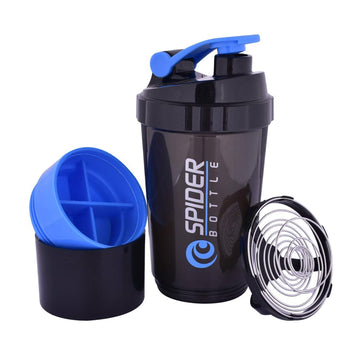 Sisq Gym Spider Shaker Bottle 500ml | Premium Cyclone Protein Mixer with Storage Compartment | Ideal for Preworkout, Protein Shakes, BPA-Free – Color May Vary