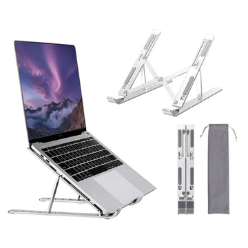 Sisq® Adjustable Laptop Stand, Aluminium, Ergonomic Design, Portable, Lightweight, Heat Dissipation, Compatible with All Laptops.