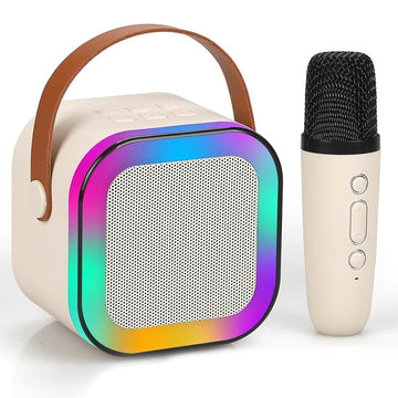 STAZIE|Karaoke Machine for Kid Mini Portable Bluetooth Speaker with Wireless Microphone (Pink)