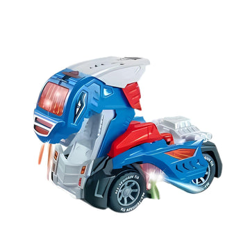 Kids Mandi 2-in-1 Dinosaur Robot Car | Transforming Brachiosaurus Toy with LED Lights & Roaring Sounds | Push & Go Action Toy for Kids (Multicolour)
