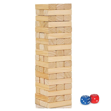 Wooden Blocks (54 Pieces) - Stacking Game and Tumbling Building Block for Toddlers Kids | Timber Tower Wood Blocks | Age 3 Years and Above (Plain Blocks)
