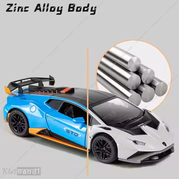 Kids Mandi® Huracan STO Diecast Toy Car with Openable Doors | Realistic Sports Car Model | Durable Metal Body | Collectible Car & Gift Toy for Boys and Girls