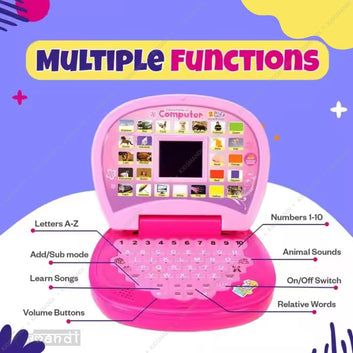 Kids Mandi Learning Computer Laptop Toy for Kids | Educational Pretend Laptop with Lights, Sounds & Learning Modes | Early Learning Toy for Boys & Girls