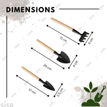 Sisq Garden Tool Set 3 Pcs (Small Trowel, 2 Inch Khurpi, Weeder) | Durable Metal Terrace Gardening Tools Kit for Home, Balcony, and Kitchen Garden | Essential Planting, Weeding & Soil Care Accessories