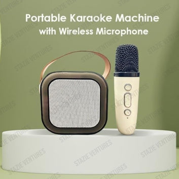 STAZIE|Karaoke Machine for Kid Mini Portable Bluetooth Speaker with Wireless Microphone (Pink)