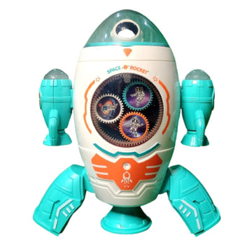 Kids Mandi® Space Rocket Musical Toy | Rotating Rocket with LED Lights & Music | Interactive Learning Toy