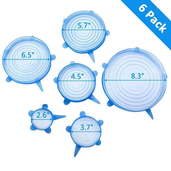 Mundal Silicone Stretch Lids Reuseable Microwave Safe Loose Flexible Covers (Set of 6)