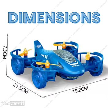 Kids Mandi® 2-in-1 Shark Plane Toy Car | Battery Operated Transforming Vehicle with 360° Rotation, Flashing Lights & Music | Interactive Action Toy for Kids