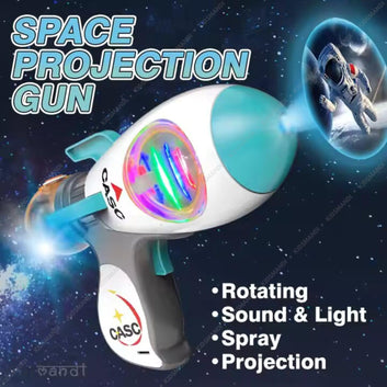 Kids Mandi® Space Blaster Toy Gun | Music, Light & Projector Effects with Mist Spray | Interactive Laser Blaster Toy