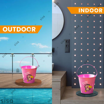 Sisq Mini Metal Bucket with Dual Handles | Durable Galvanized Small Pail for Kids Gardening, Succulent Pots,Herbs, and Flowers | Ideal for Kids' Gardening, Succulents, & Small Plants