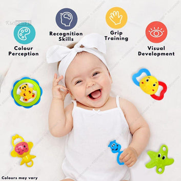 Rattle & Teether Set of 5 Pcs | Non Toxic and Suitable for Babies, Toddlers and Infants