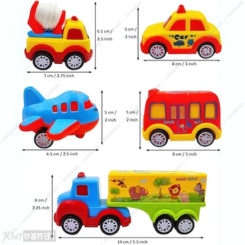 Kids Mandi® Friction Powered Vehicle Toy Set for Kids Car, Truck, Bus & Aeroplane Toy – Exclusive Vehicle Collection | Educational & Imaginative Play for Boys & Girls