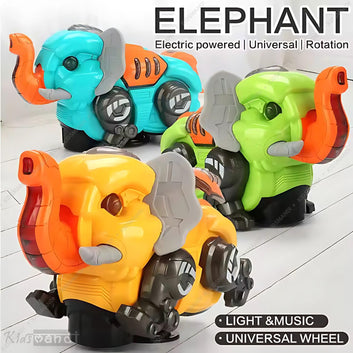 Kids Mandi Musical Elephant Toy | 360° Rotating Action | Light & Sound Features | Interactive Moving Toy for Kids (Multicolour)