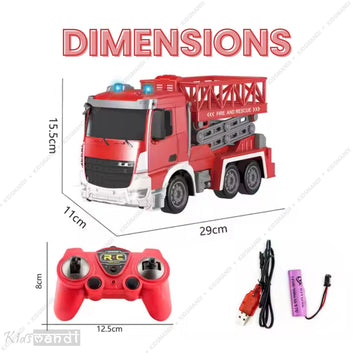 Kids Mandi® 1:24 RC Fire Engine Truck for Kids | Remote Control Firefighter Toy with Realistic Lights & Sounds | Durable Fire Rescue Vehicle | Fun & Educational Toy for Boys & Girls