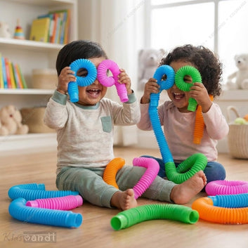 Kids Mandi Pop Tubes Sensory Fidget Toy Set (Pack of 24) | Colorful Stretch, Bend & Connect Tubes for Stress Relief, Focus & Motor Skill Development | Perfect Sensory Toy for Toddlers