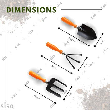 Sisq Premium 3-Piece Gardening Tools Set – Hand Cultivator, Trowel & Garden Fork | Durable Steel with Ergonomic Grip | Perfect for Home, Terrace & Outdoor Gardening for Kids & Adults