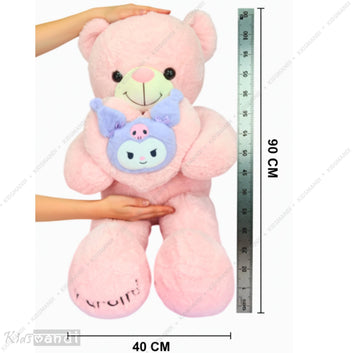 Kids Mandi® Kawai Kuromi Heart Teddy Bear - Pink, 40x26x90 CM, Cute Plush Toy, Soft Stuffed Animal, for Kids, Adorable Home Decor