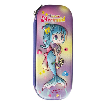 Kids Mandi Star Blue Mermaid Design 3D EVA Pencil Case with Mesh Compartment | School Supply Organizer for Students |Stationery Box, Cosmetic Zip Pouch Bag |Pencil Pouch for Kids - (Color May Vary)