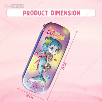 Kids Mandi Star Blue Mermaid Design 3D EVA Pencil Case with Mesh Compartment | School Supply Organizer for Students |Stationery Box, Cosmetic Zip Pouch Bag |Pencil Pouch for Kids - (Color May Vary)