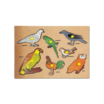 Kids Mandi Wooden Learning Educational Board for Kids with Knobs, Colorful Wooden Puzzle Tray,Perfect for Kids Toddler Boys Girls Ages 2+ (Birds)