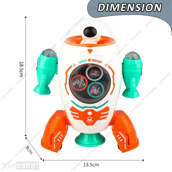 Kids Mandi® Space Rocket Musical Toy | Rotating Rocket with LED Lights & Music | Interactive Learning Toy