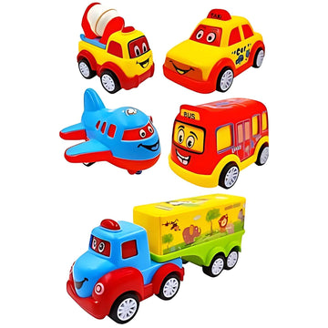 Kids Mandi® Friction Powered Vehicle Toy Set for Kids Car, Truck, Bus & Aeroplane Toy – Exclusive Vehicle Collection | Educational & Imaginative Play for Boys & Girls
