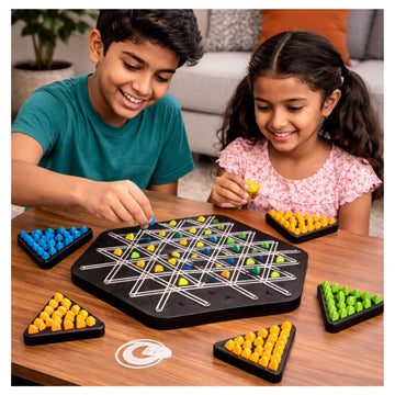 Kids Mandi Chain Triangle Chess Game Triggle – Rubber Band Board Game for Kids and Family, Strategy Puzzle Game with Colorful Pegs, Educational Family Game for Brain Training (Small)