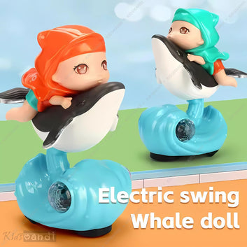 Kids Mandi Musical Whale Toy with Lights & Sound | 360° Rotating Bump-and-Go Movement | Interactive Moving Toy for Kids (Multicolour)