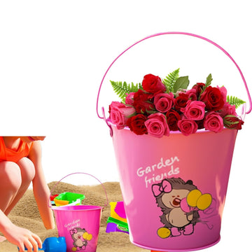 Sisq Mini Metal Bucket with Dual Handles | Durable Galvanized Small Pail for Kids Gardening, Succulent Pots,Herbs, and Flowers | Ideal for Kids' Gardening, Succulents, & Small Plants