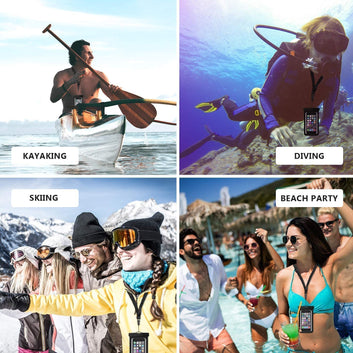 Mundal Waterproof PVC Transparent Mobile Cover Pouch Case with Hanging Rope for Protection in Rain Underwater Dust & Snow Suitable for All Mobile Phone (Transparent)