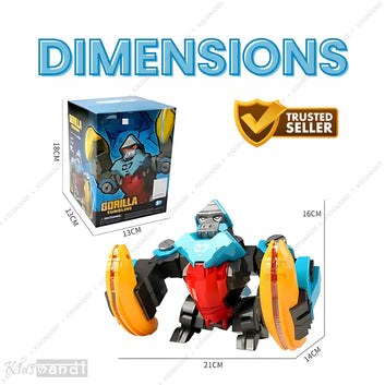 Kids Mandi Dancing Gorilla Robot Toy | Electronic Action Figure with Music & Lights | Interactive Moving Toy for Kids Age 3+ (Blue & Red)