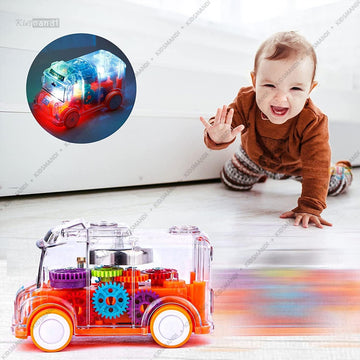 Transparent Musical Mini School Bus Toy