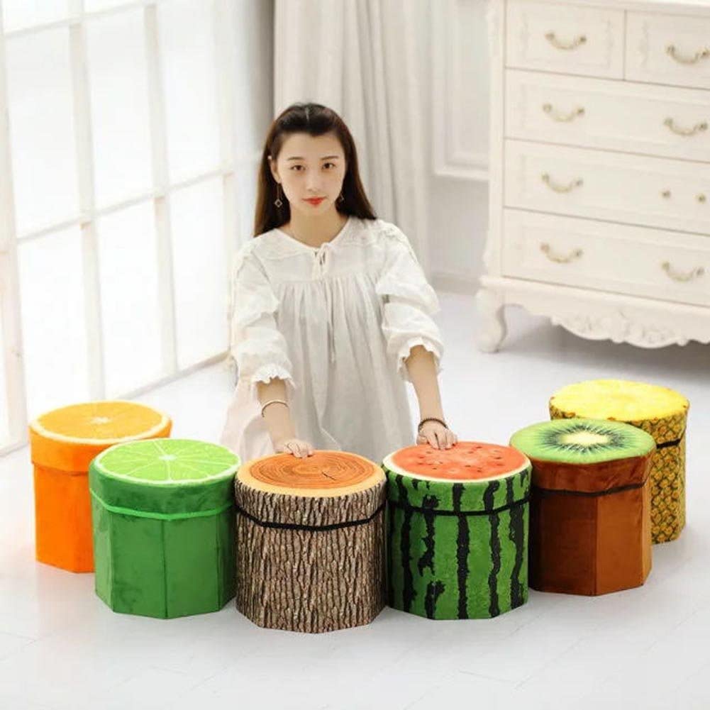 Kids Mandi 3D Fruit Design Multipurpose Velvet Storage Seat Box