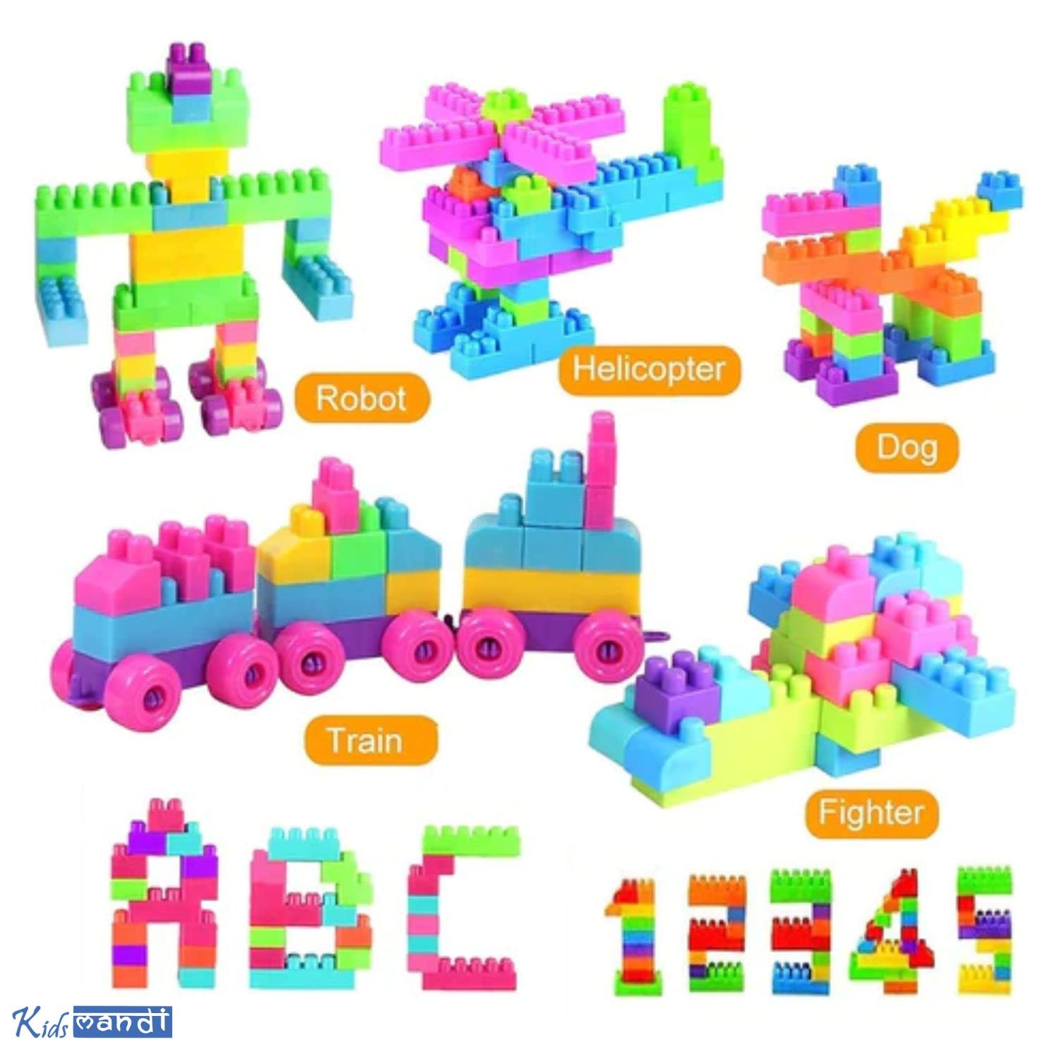 Kids Mandi 60-piece Interlocking Building Blocks Educational Toy Set