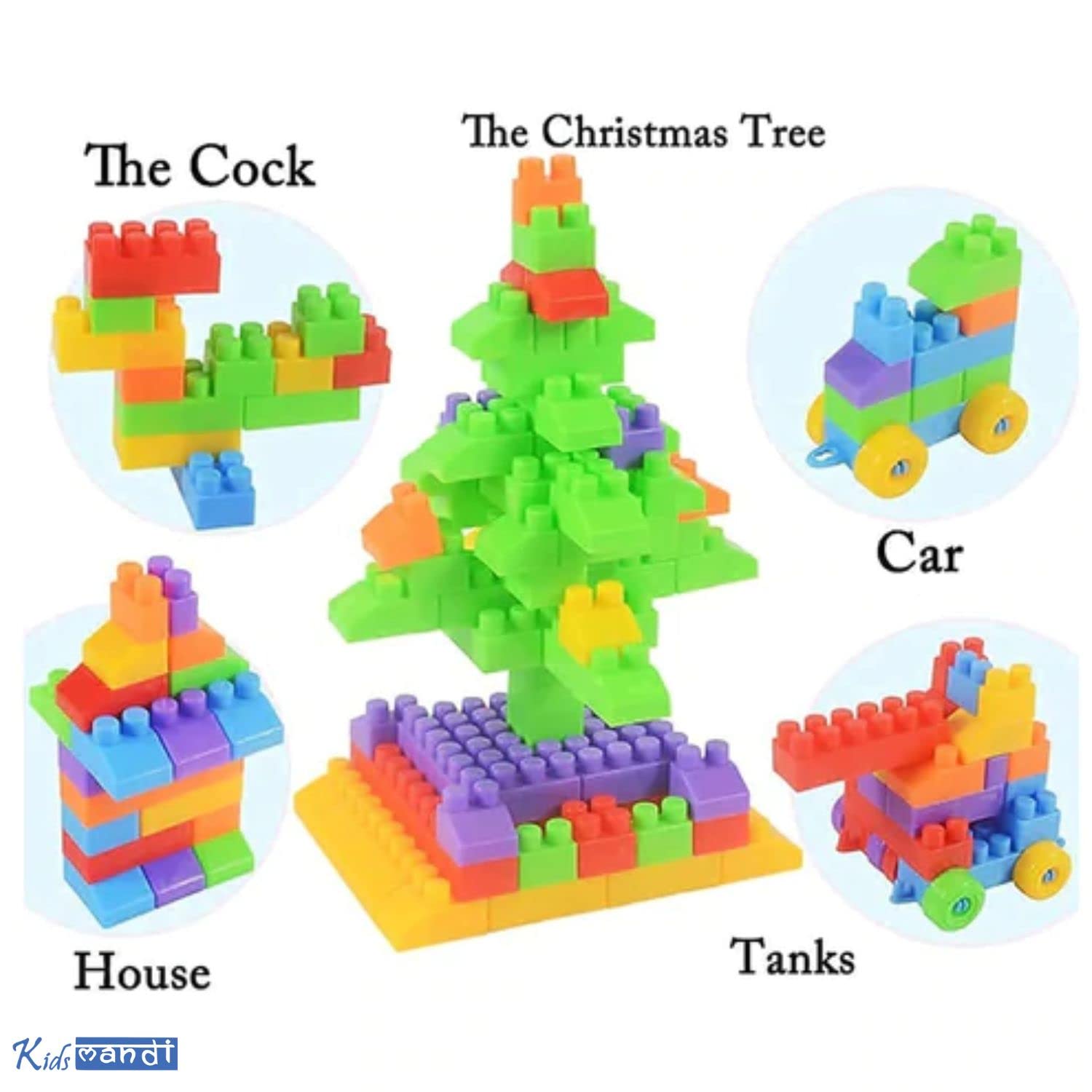 Kids Mandi 60-piece Interlocking Building Blocks Educational Toy Set