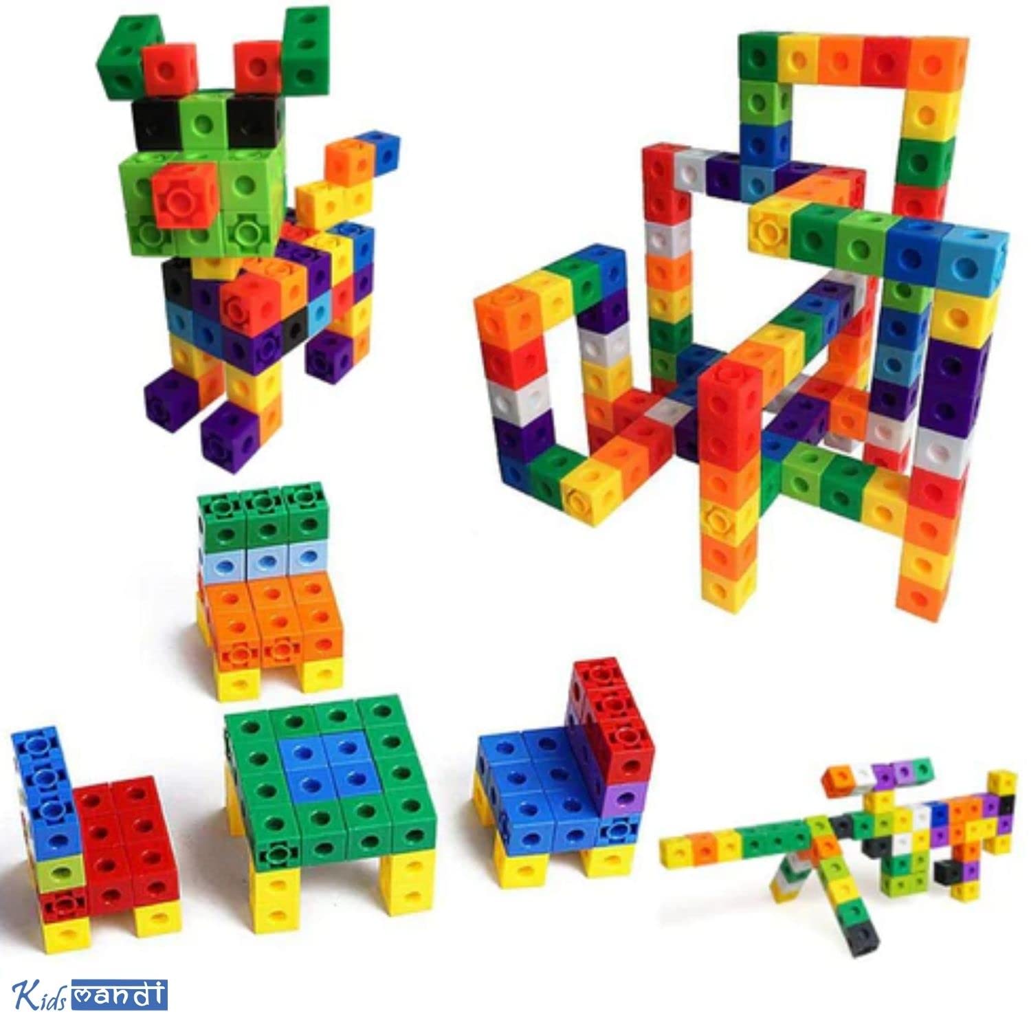 Kids Mandi educational building snap cube smart blocks colorful interlocking.