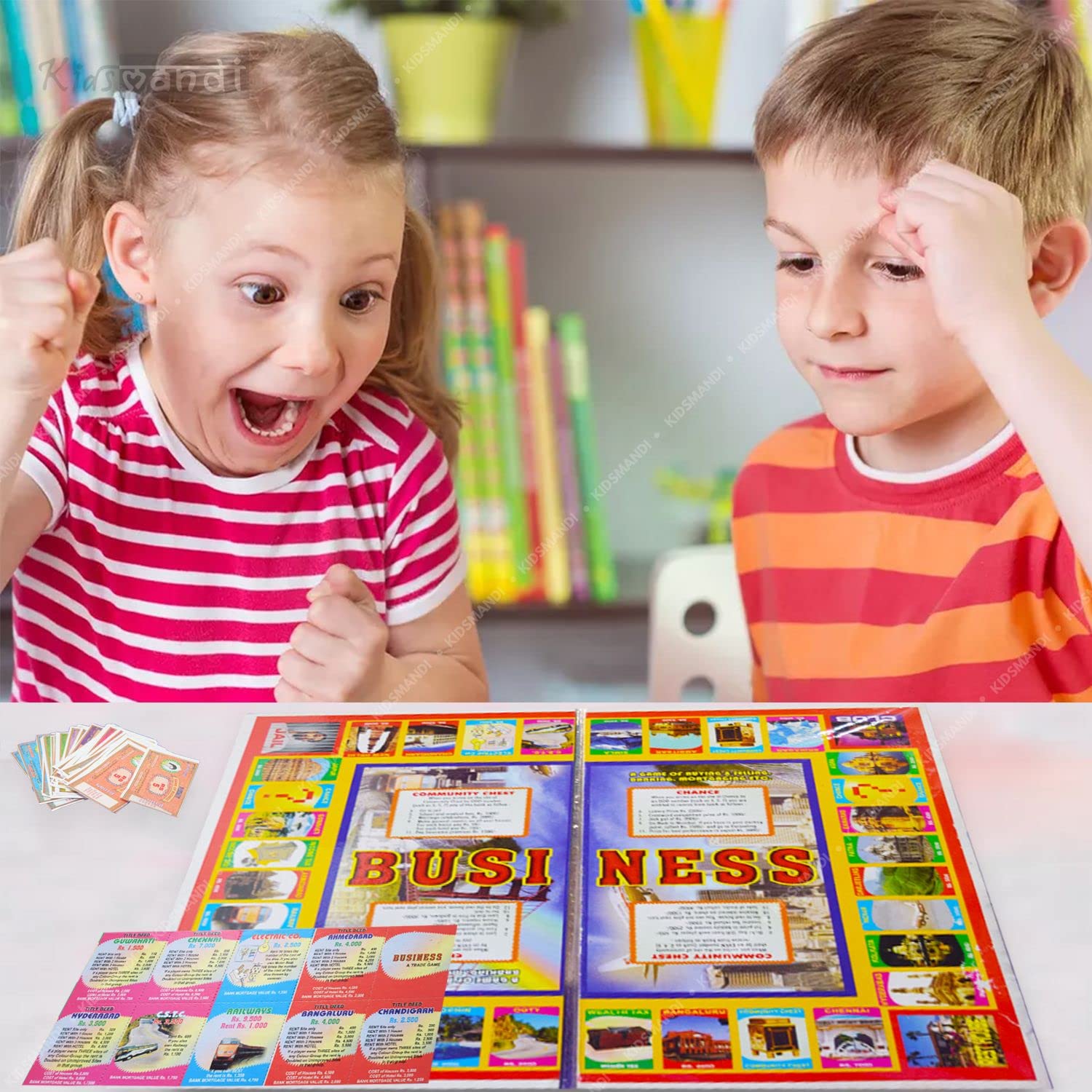 Kids Mandi 3-in-1 Family Board Game, Ludo, Snake and Ladder, Business Trade Games Set